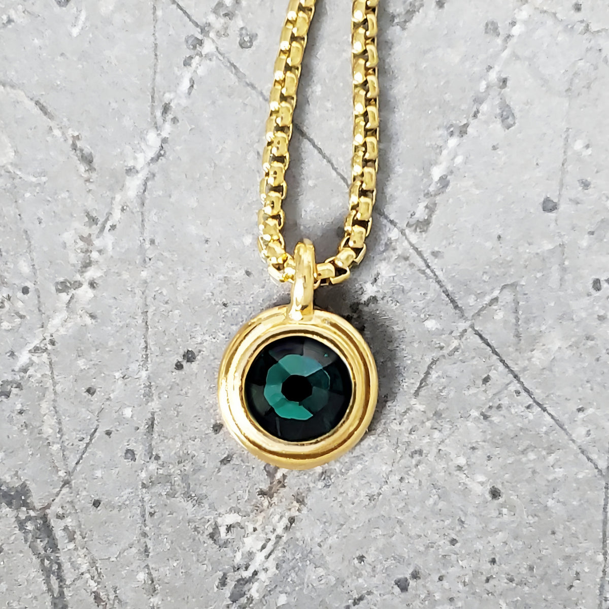 Gold Emerald Coin Necklace