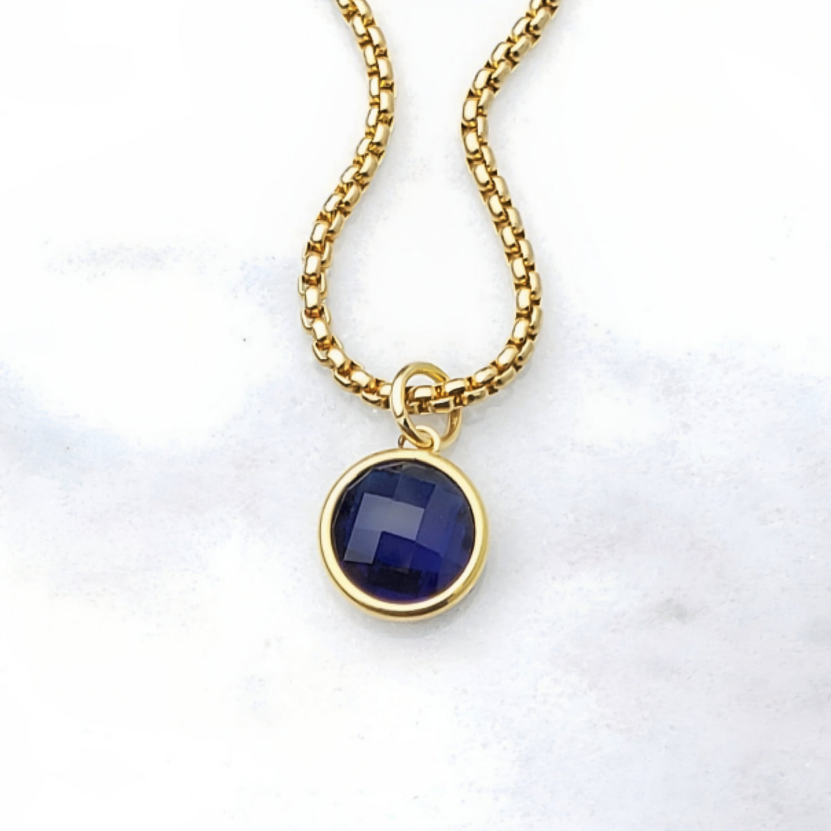 Gold Sapphire Coin Necklace