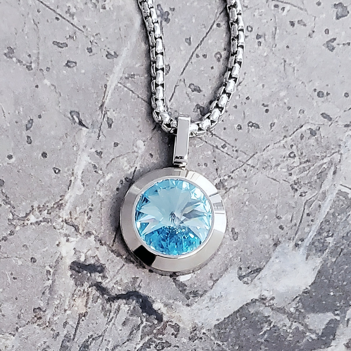 Silver Aquamarine Coin Necklace
