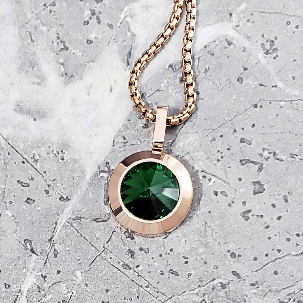 Rose Gold Emerald Necklace