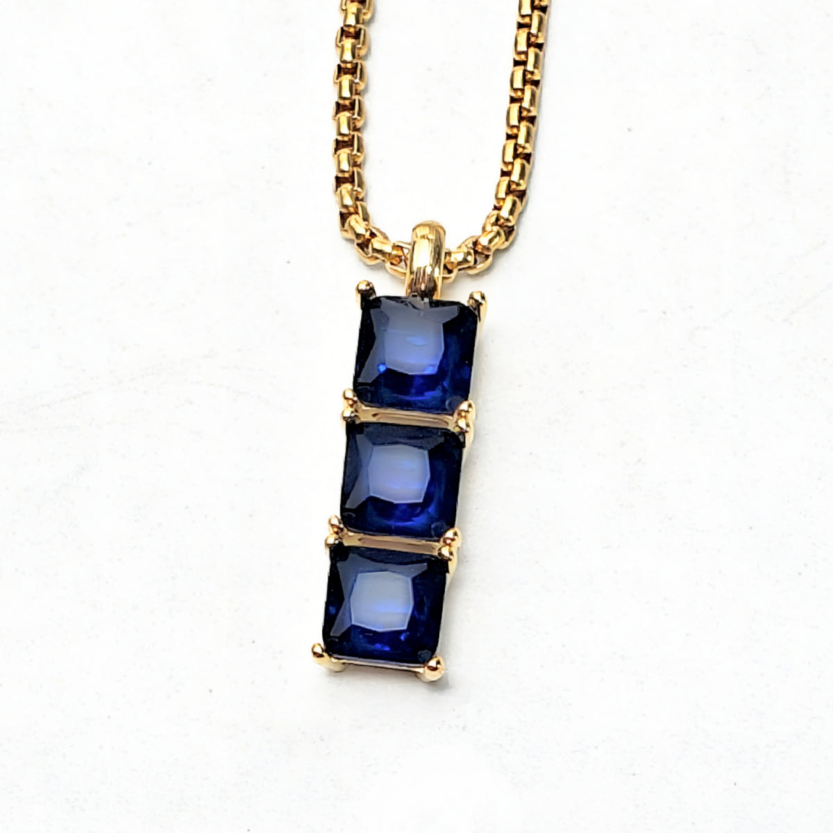 Gold Sapphire Bar Necklace
