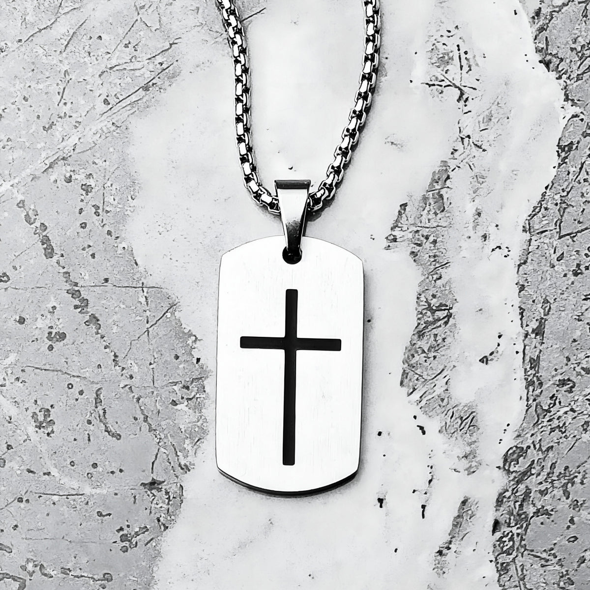 Cross Dog Tag Necklace