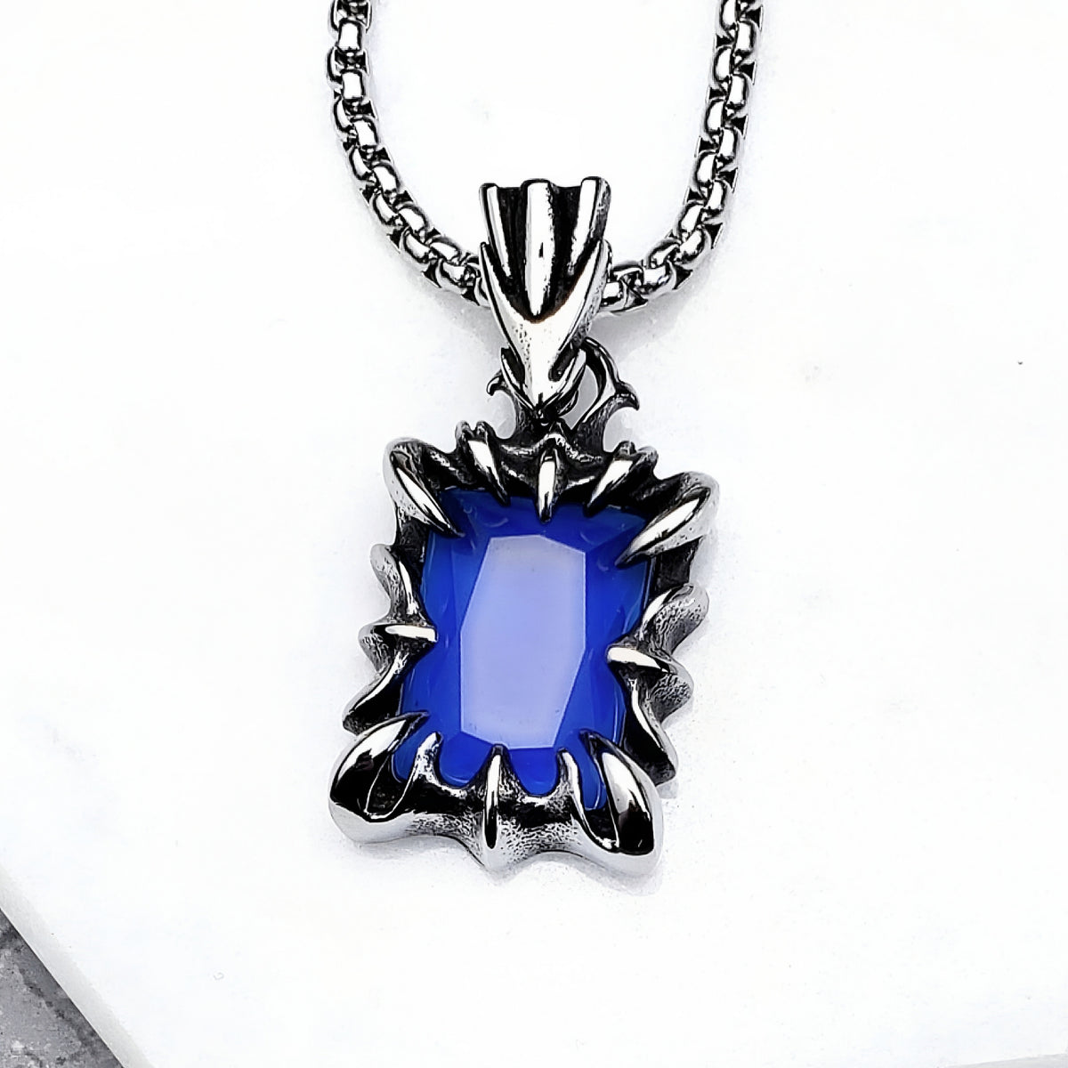 Sapphire Claw Tag Necklace