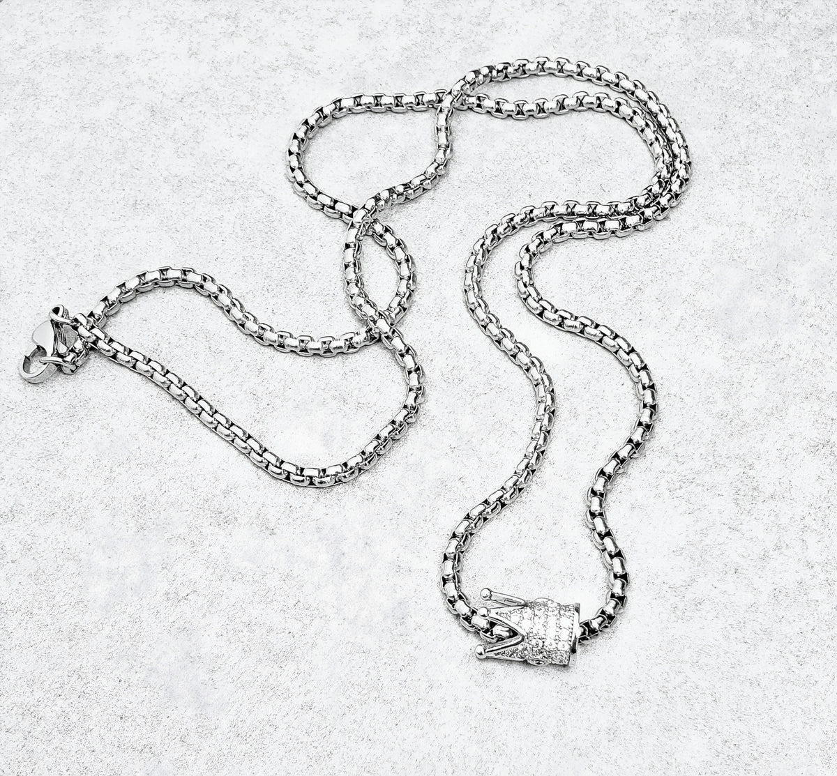 Platinum Pavé Crown Necklace