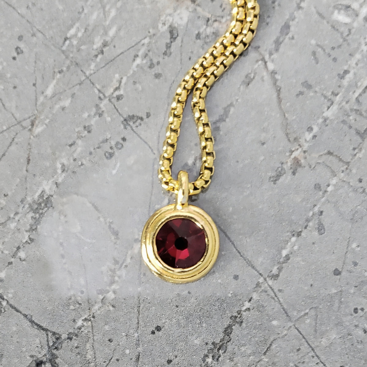 Gold Garnet Coin Necklace