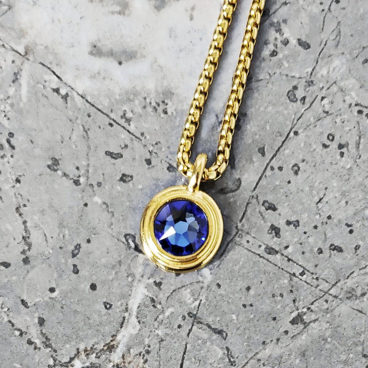 Gold Sapphire Coin Necklace