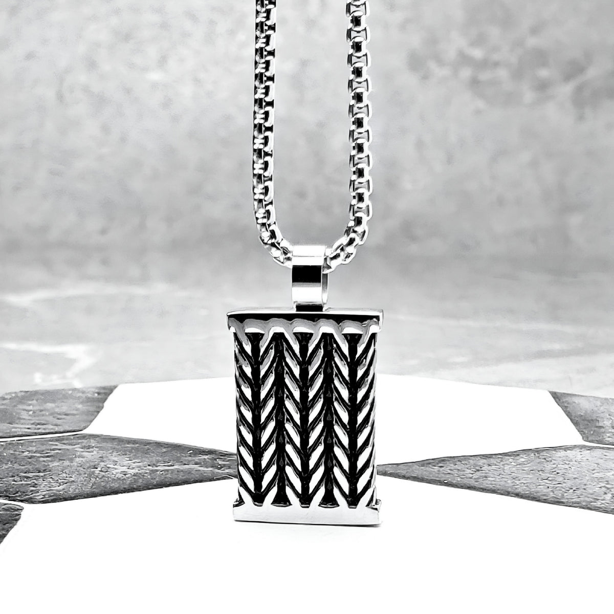 Silver Cable Dog Tag Necklace