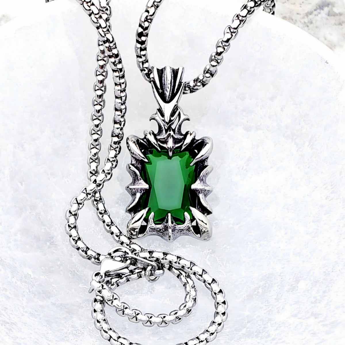 Emerald Claw Tag Necklace