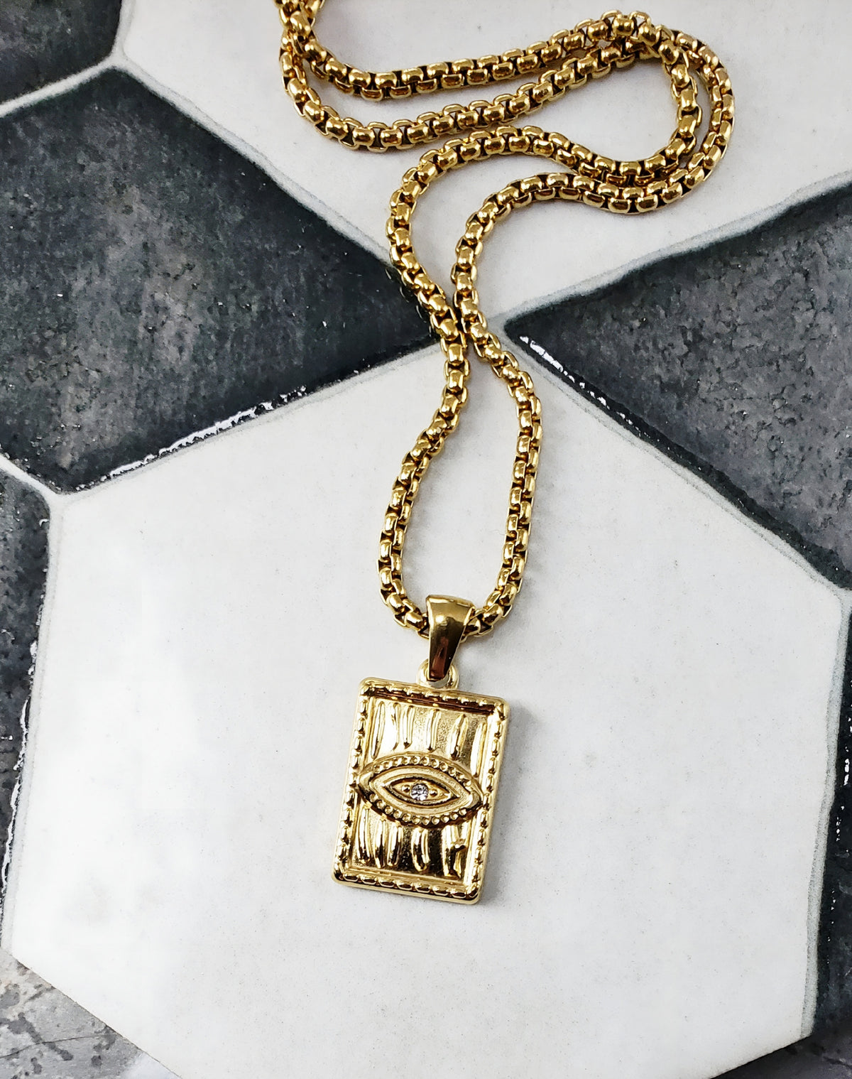 Gold Protection Evil Eye Dog Tag