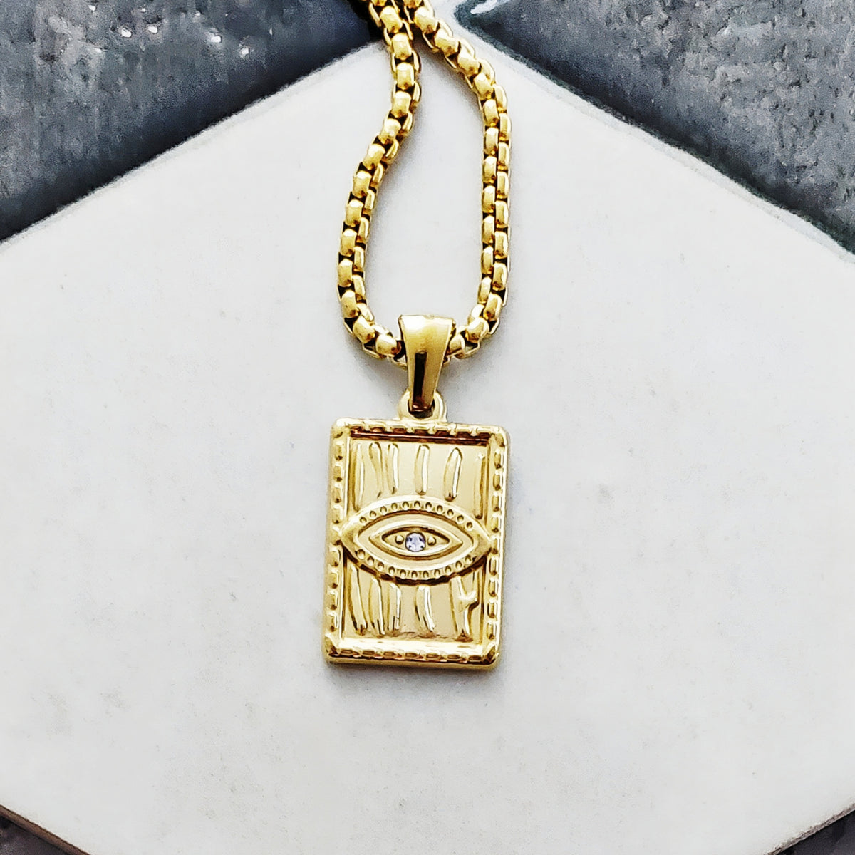 Gold Protection Evil Eye Dog Tag