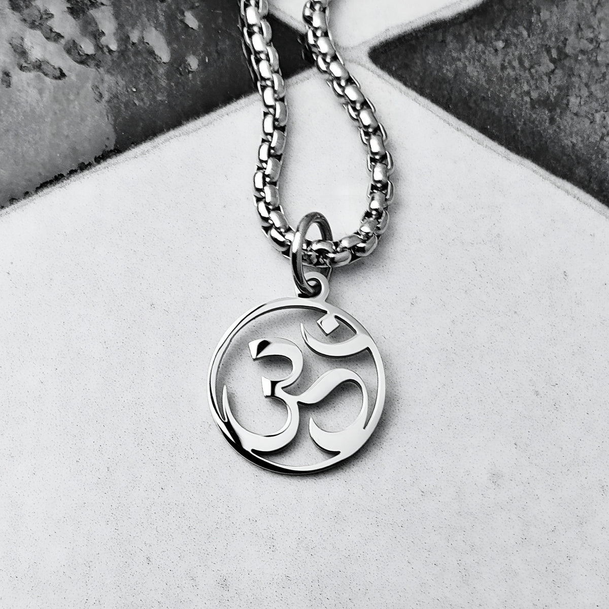 Silver Om Coin Necklace