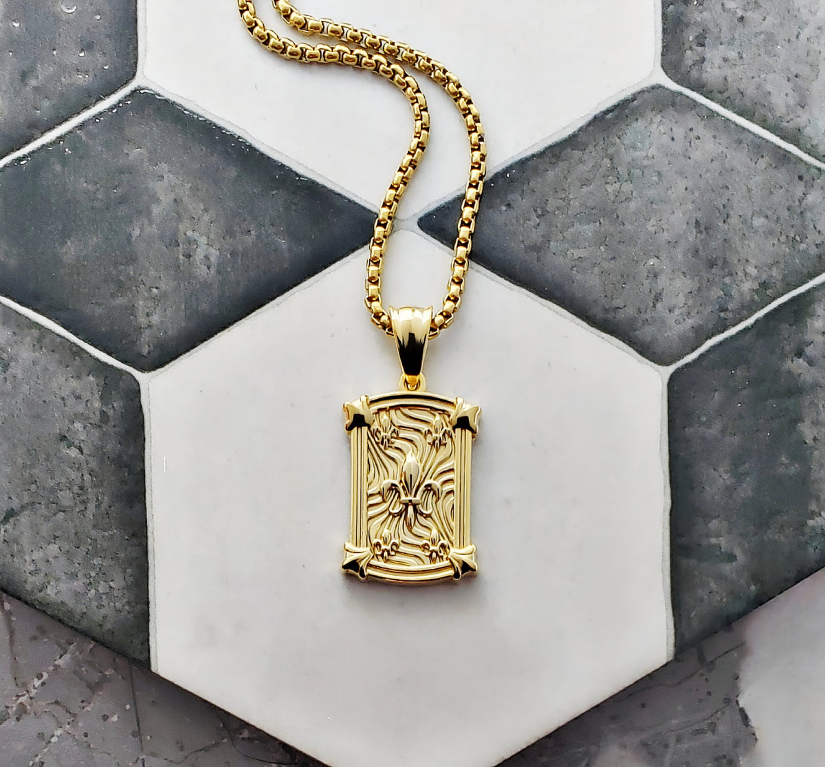 Fleur de Lis Tag Necklace