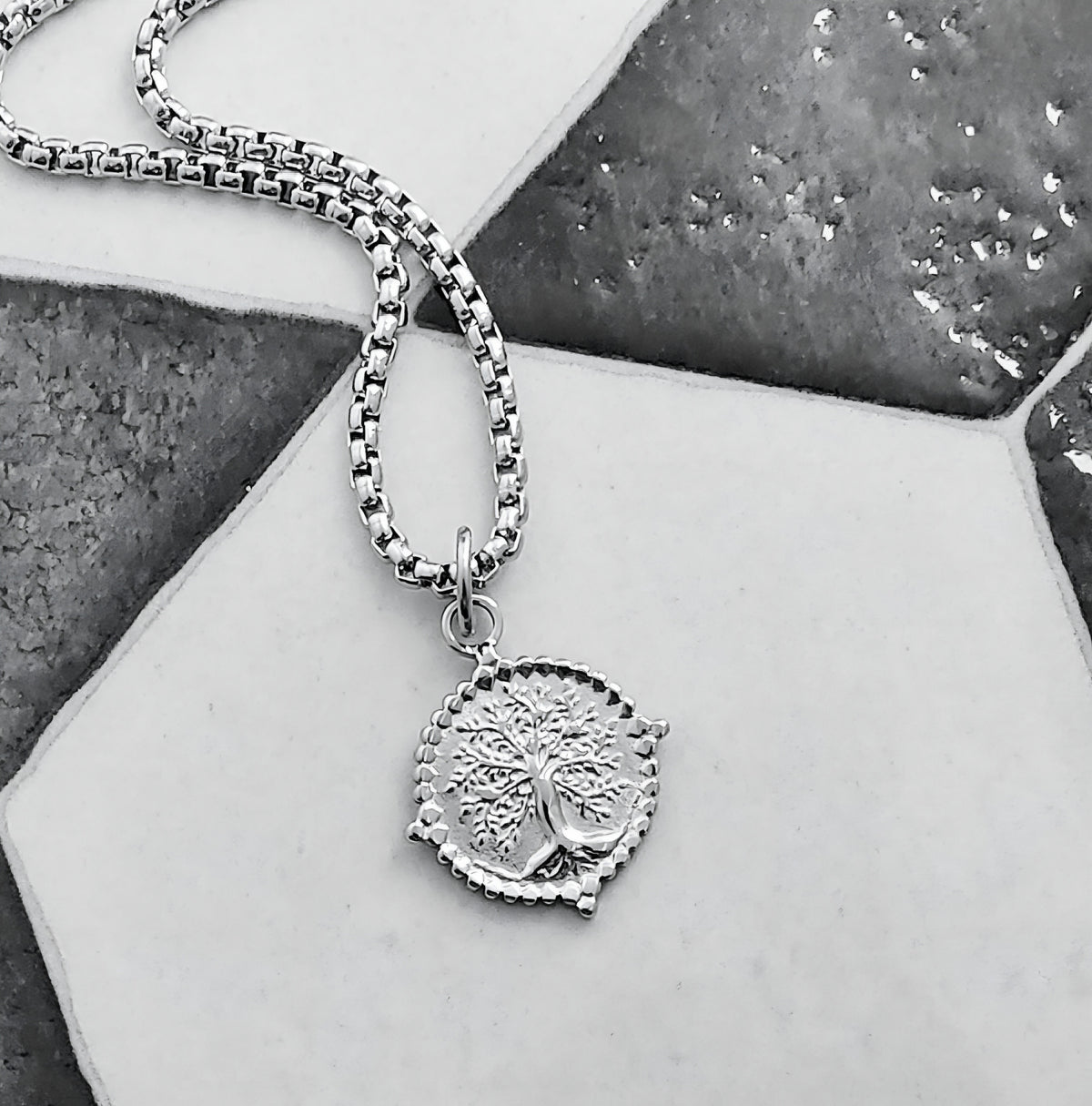 Silver Tree of Life Coin Necklace