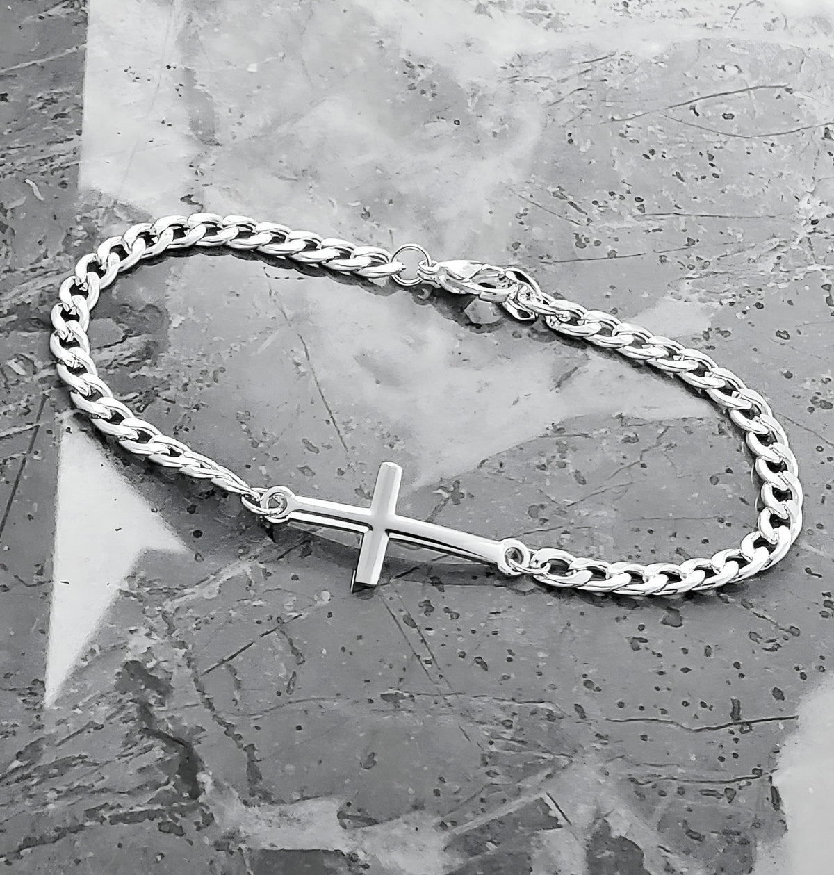 Platunum Cross Chain Bracelet