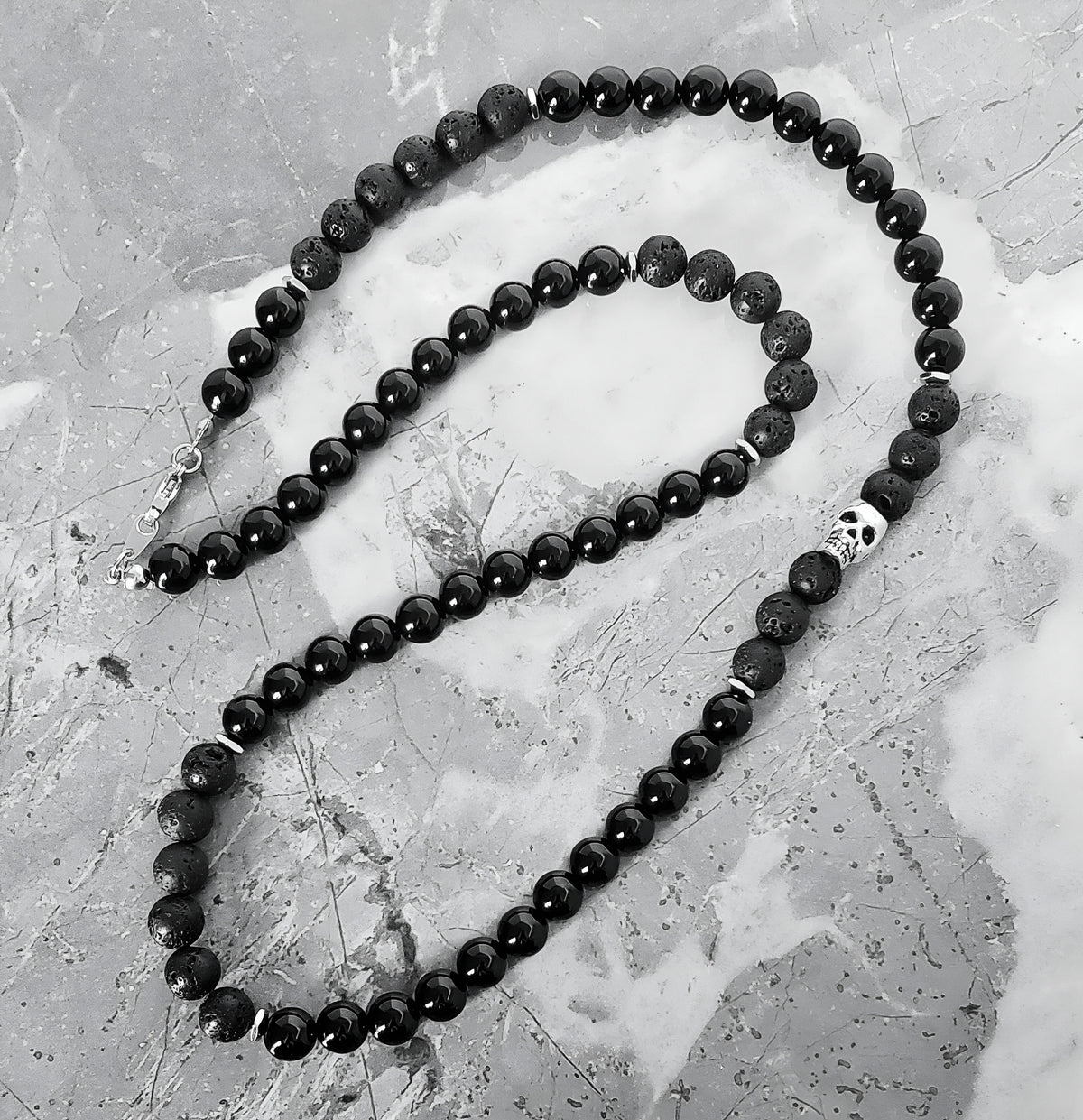 Skull Lava Rock Necklace