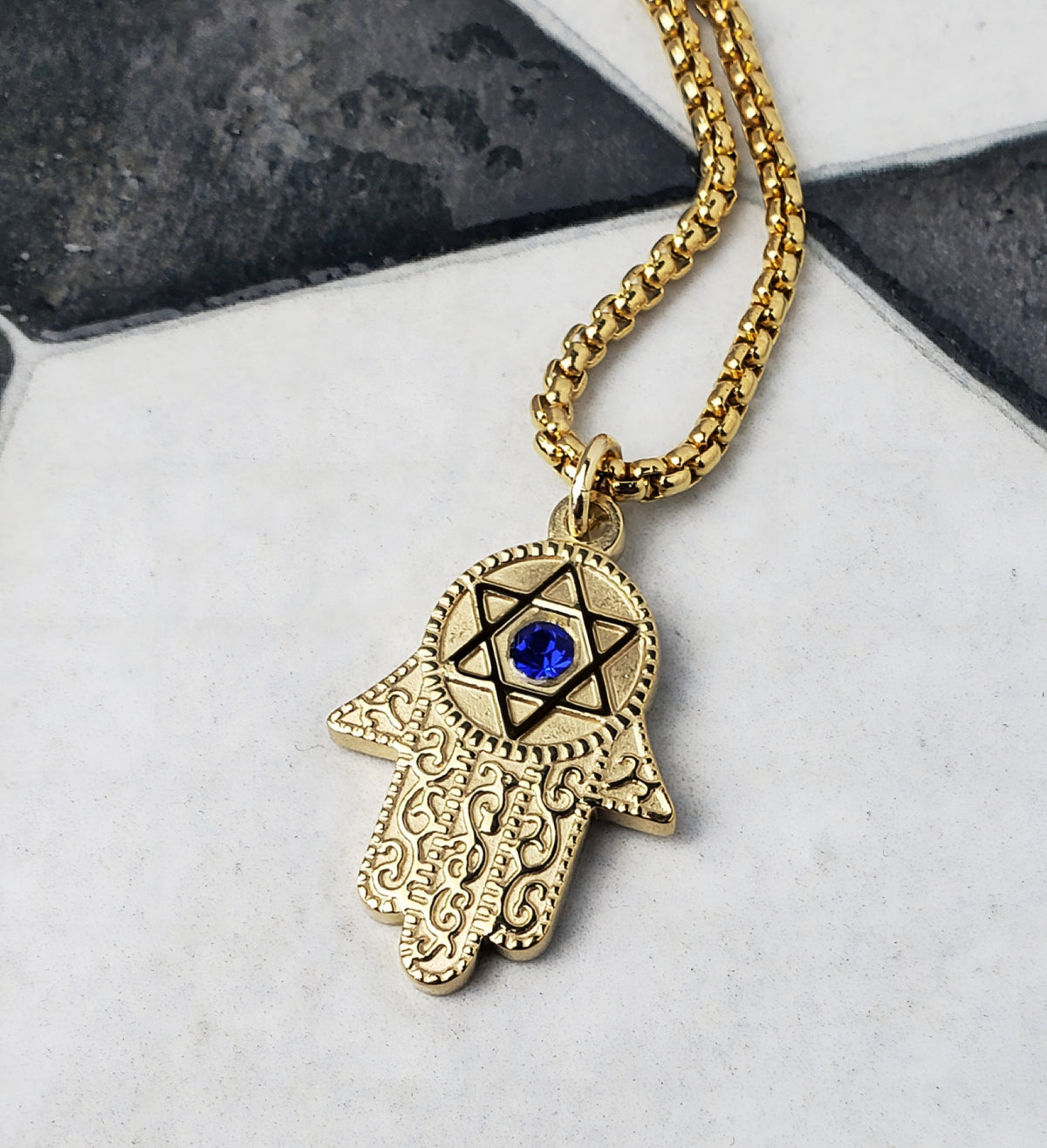 Hamsa Star of David Necklace
