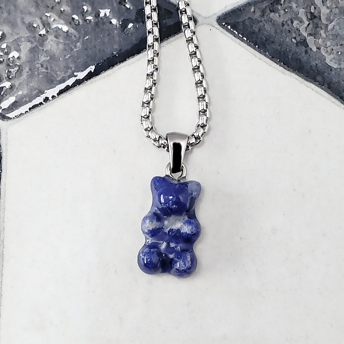 Lapis Lazuli Gummy Bear Necklace