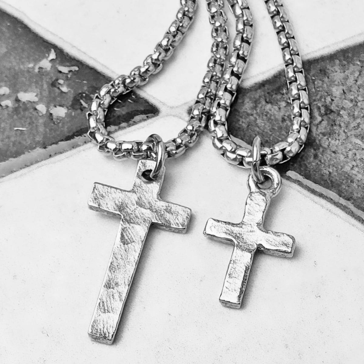 Rustic Silver Mini Cross Necklace