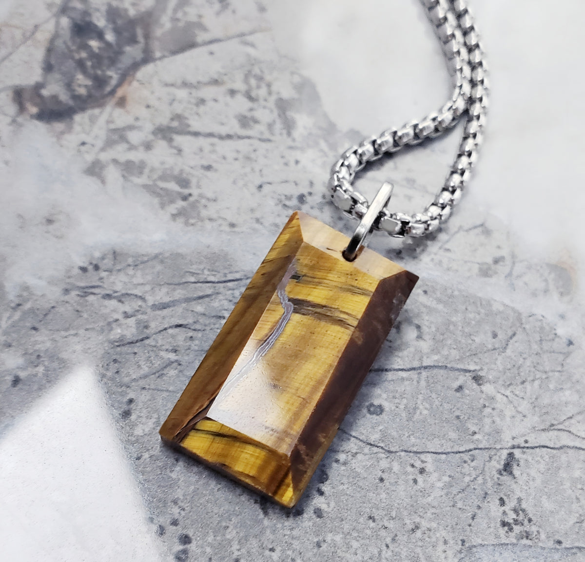 Tiger Eye Gemstone Dog Tag