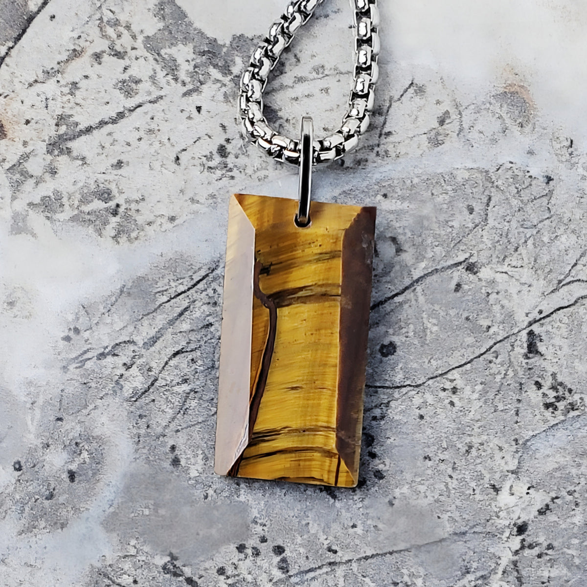 Tiger Eye Gemstone Dog Tag
