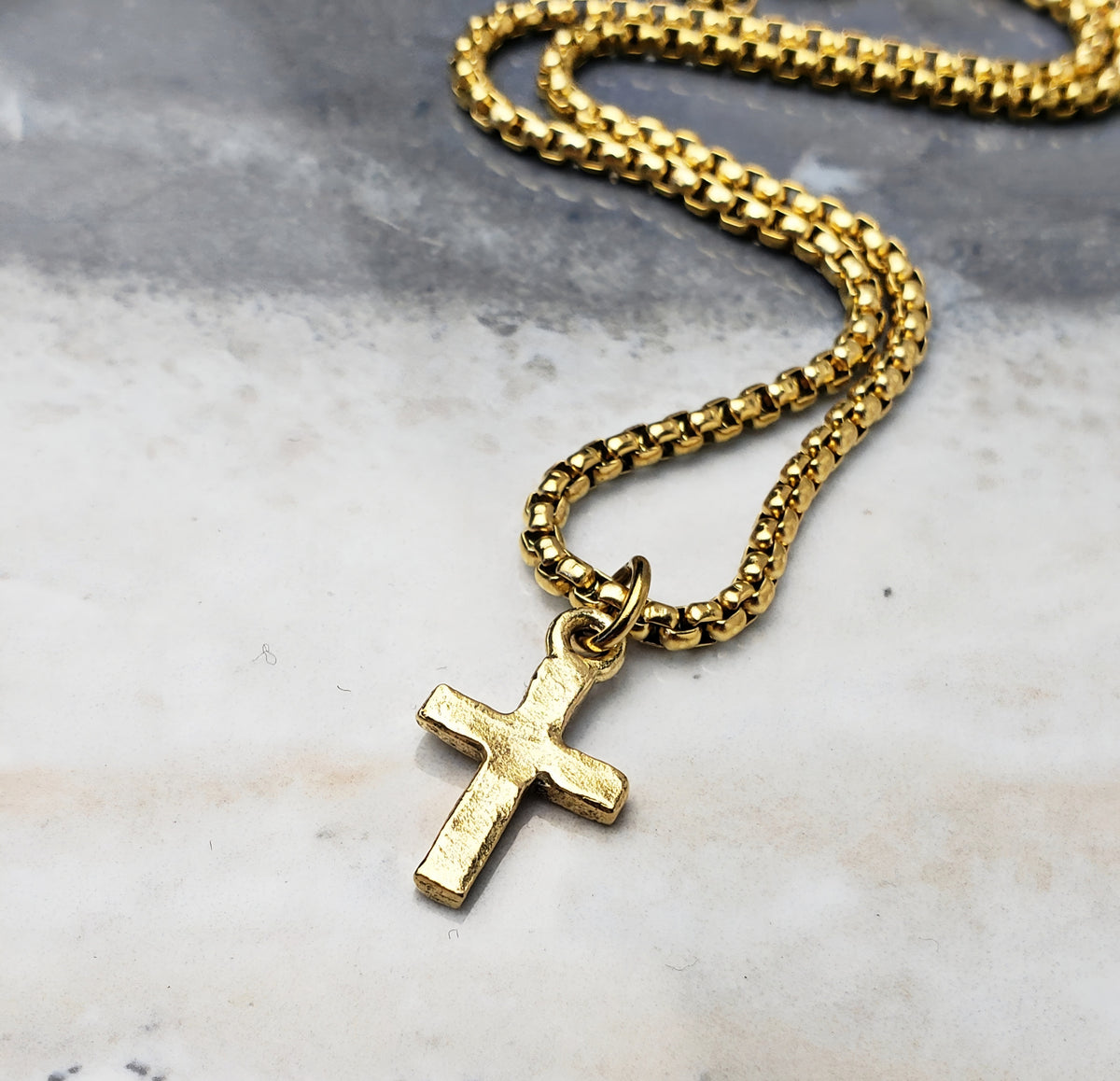 Rustic Gold Mini Cross Necklace
