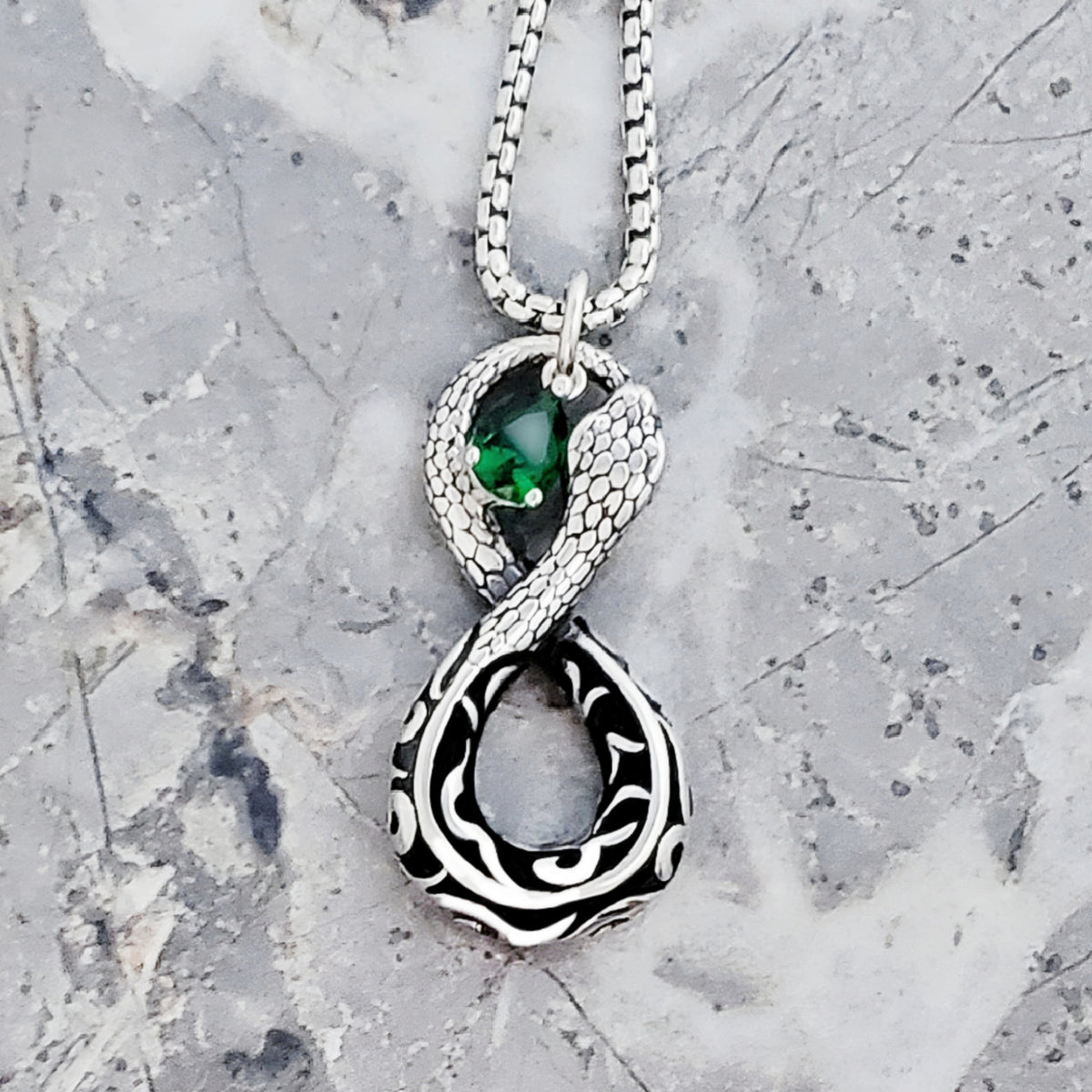 Ouroboros Emerald Infinity Amulet Necklace