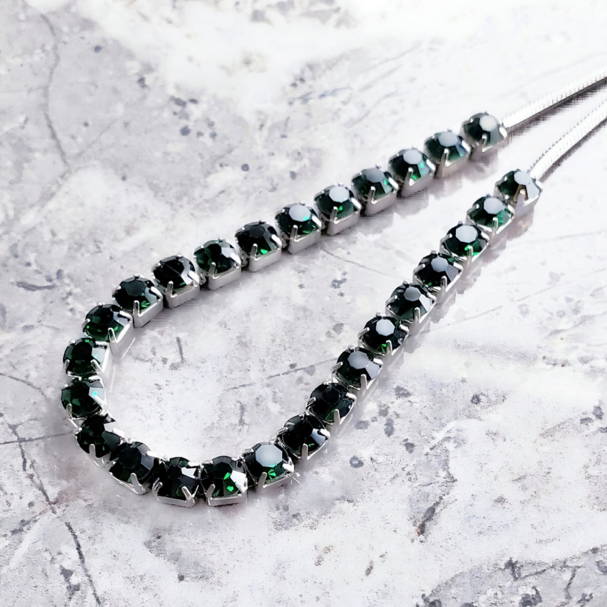 Silver Emerald Tennis Bracelet
