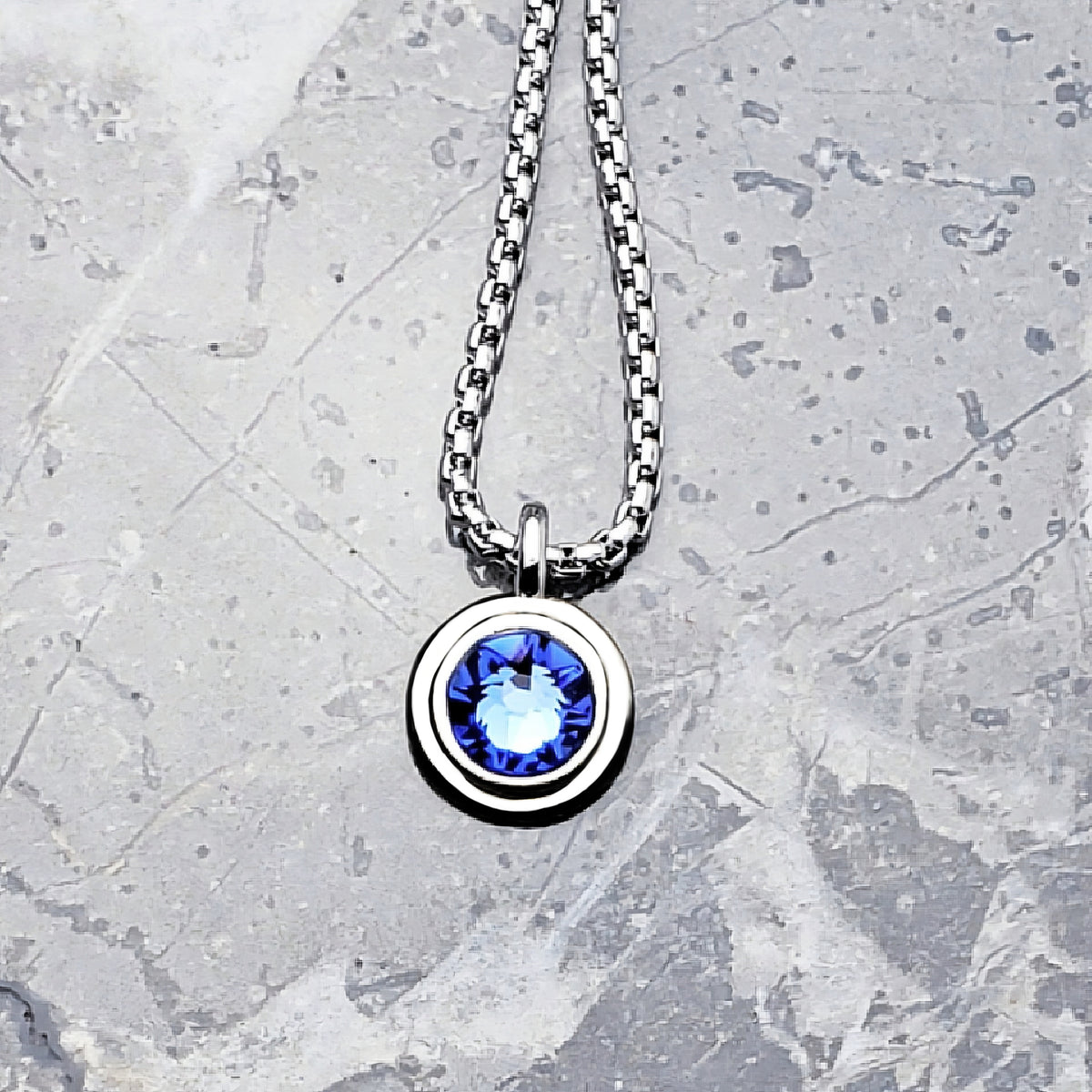 Silver Sapphire Coin Necklace