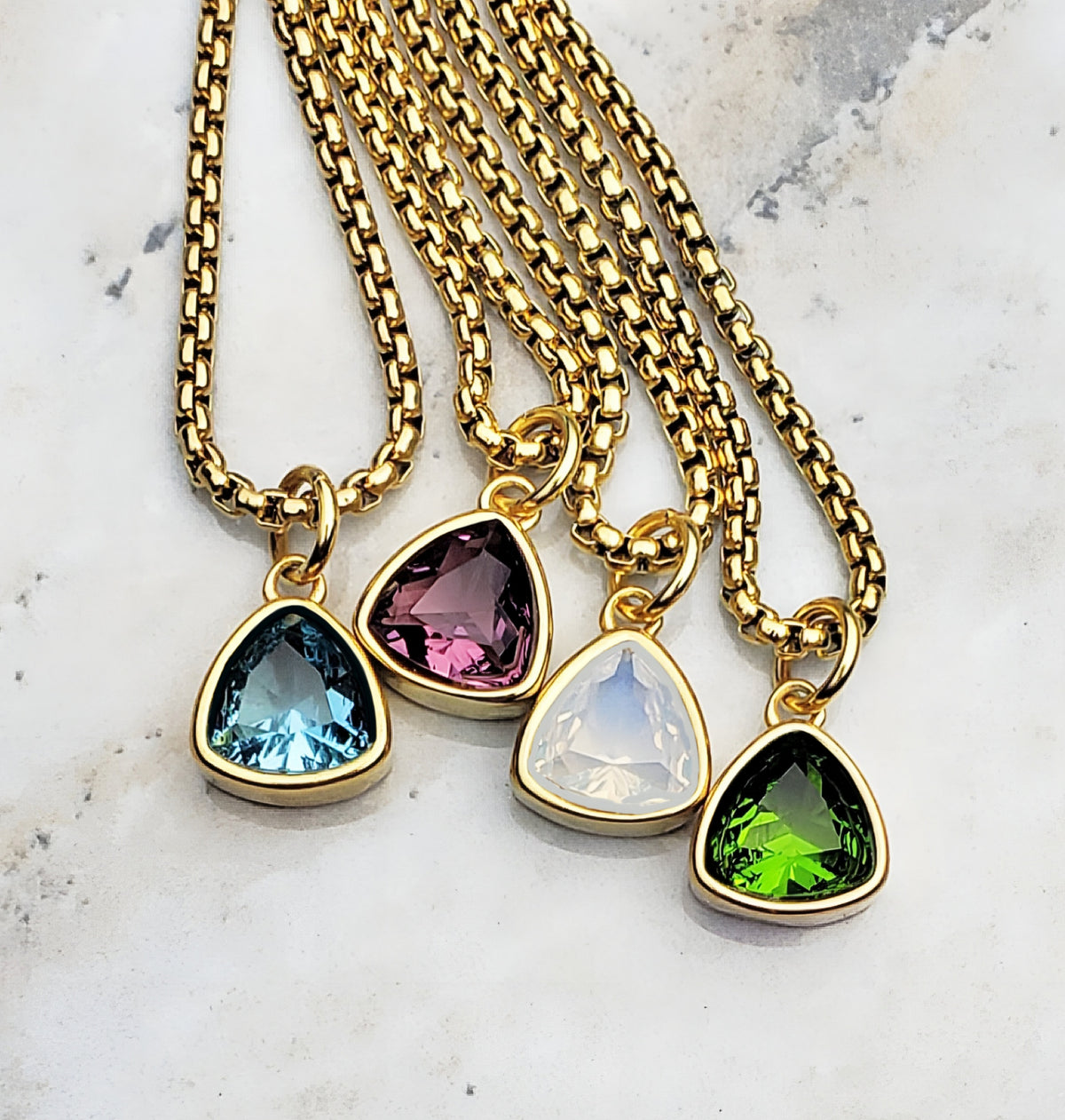 Gold Mini Blue Zircon Necklace