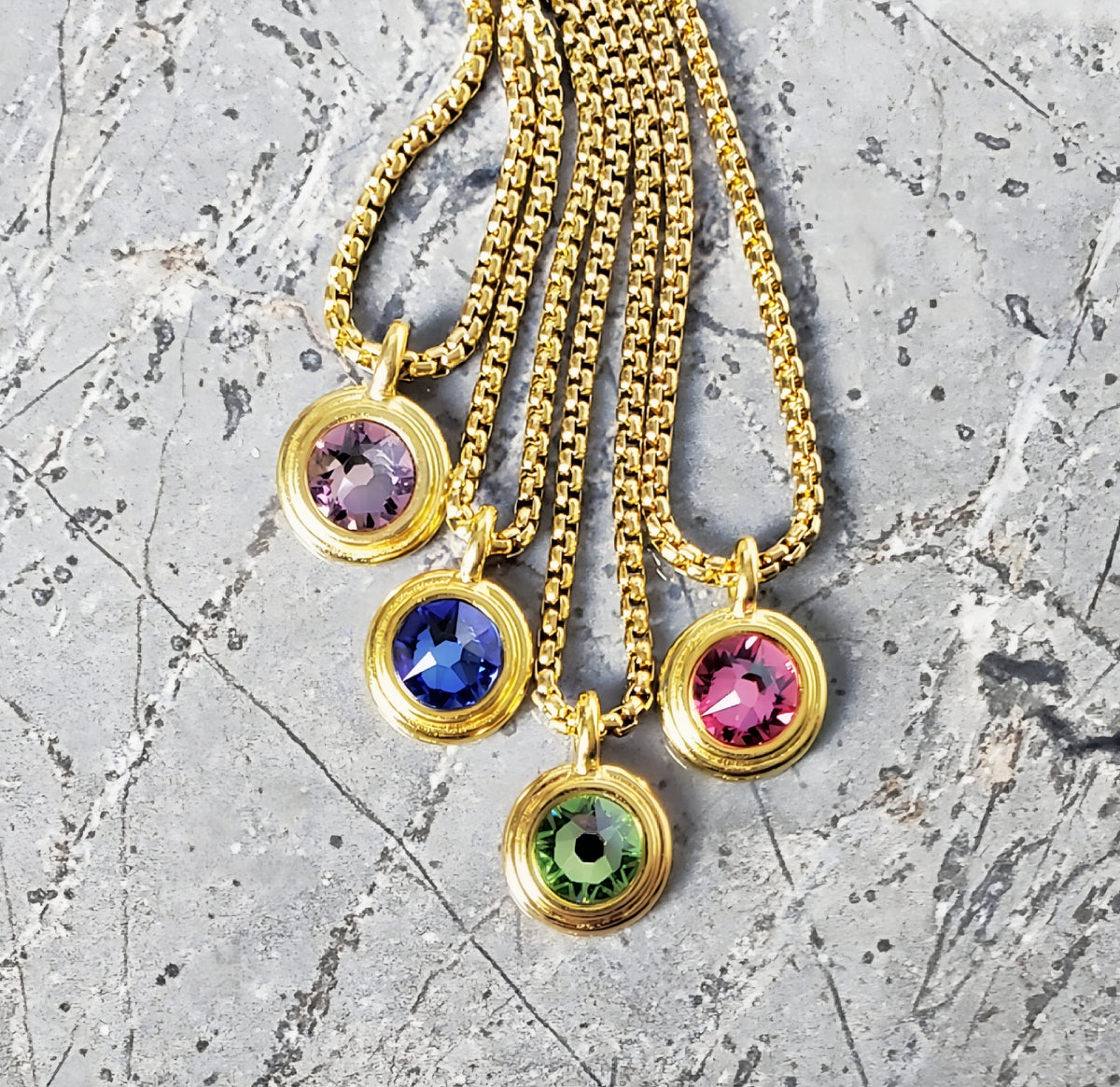 Gold Pink Tourmaline Coin Necklace
