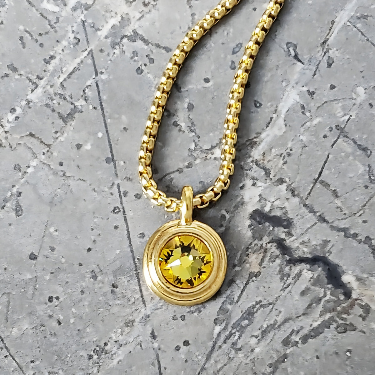 Gold Citrine Coin Necklace