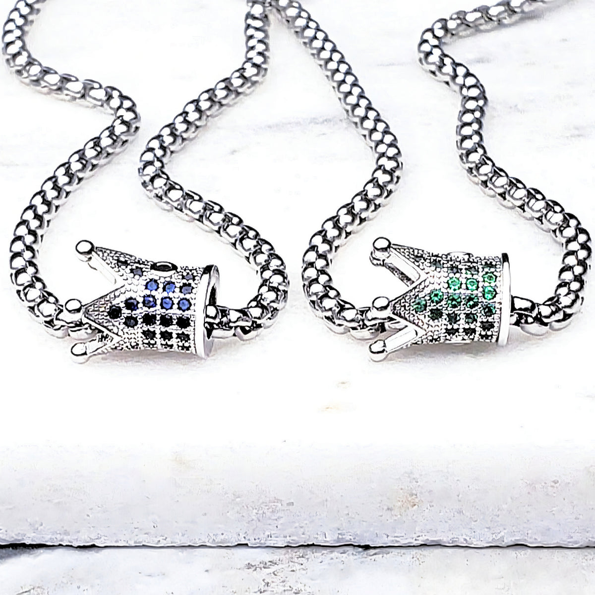 Pavé Sapphire Crown Necklace