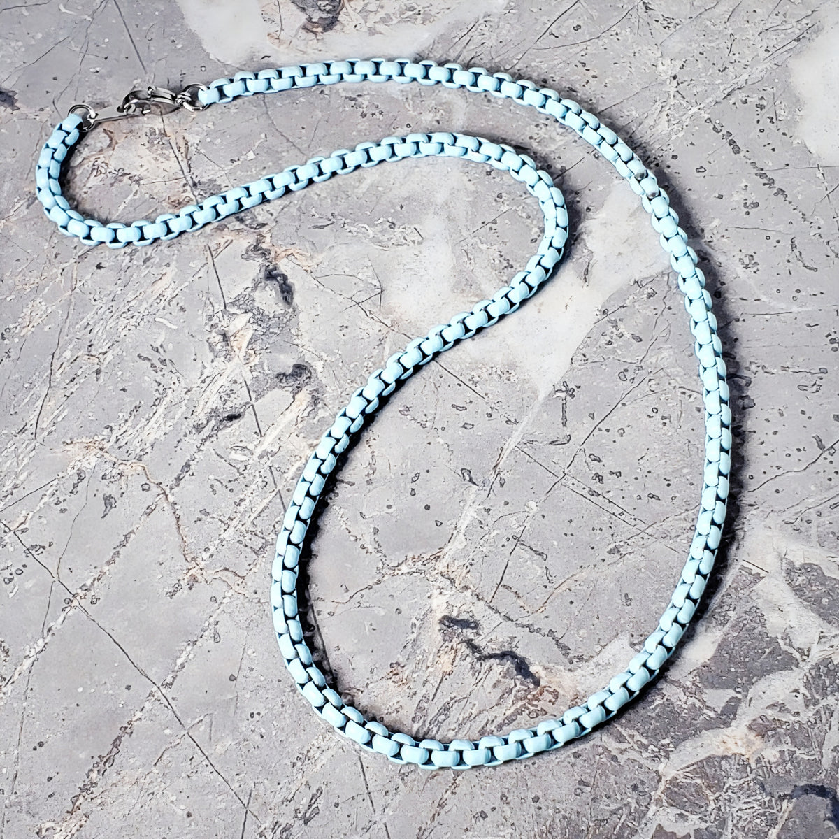 Light Blue Box Chain Necklace
