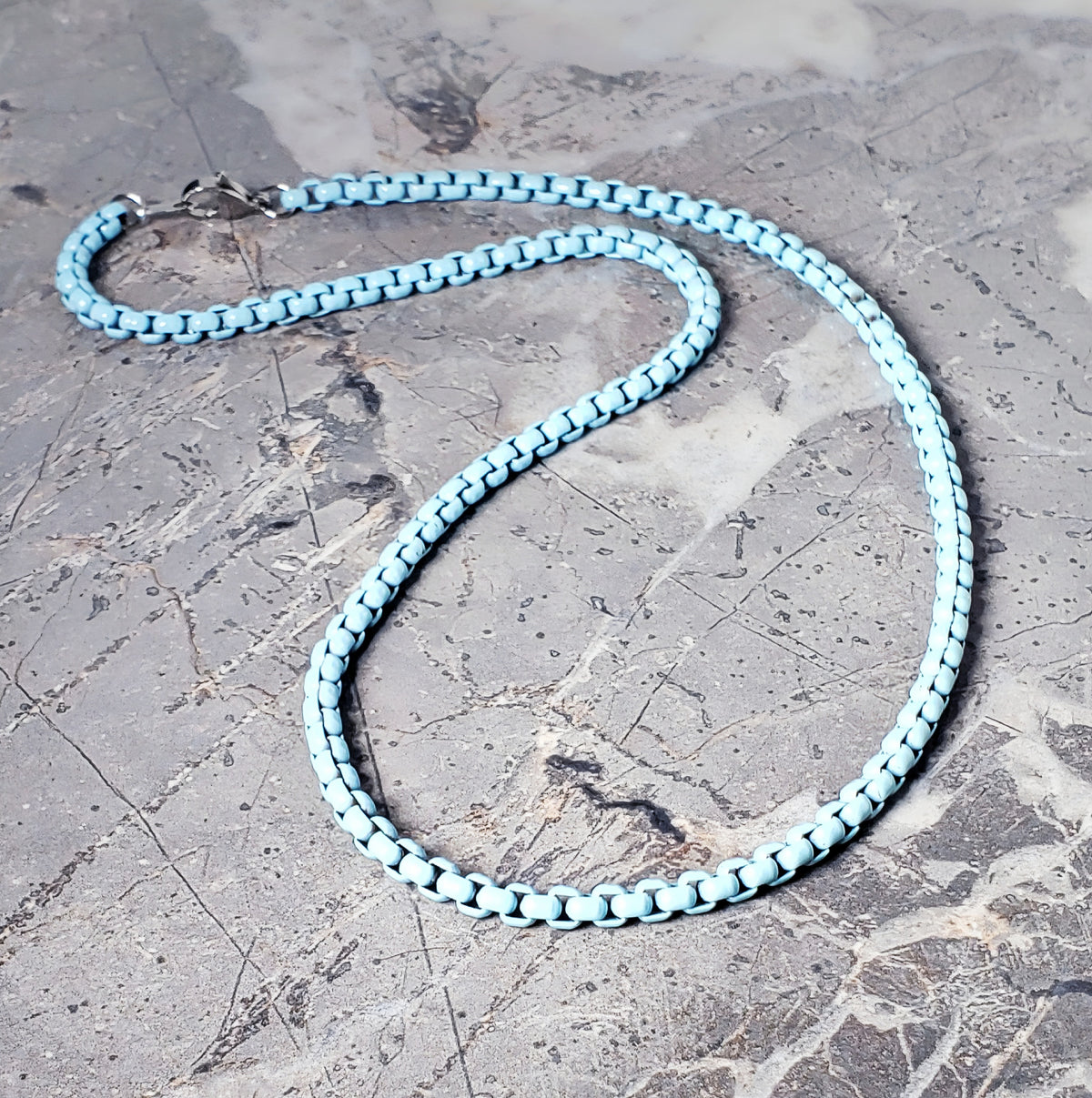 Light Blue Box Chain Necklace