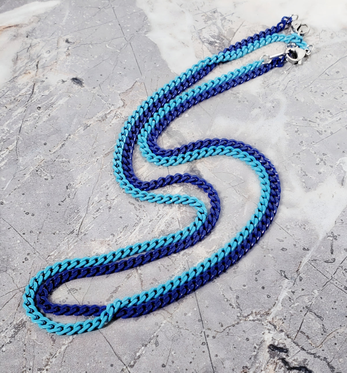 Blue Curb Chain Necklace