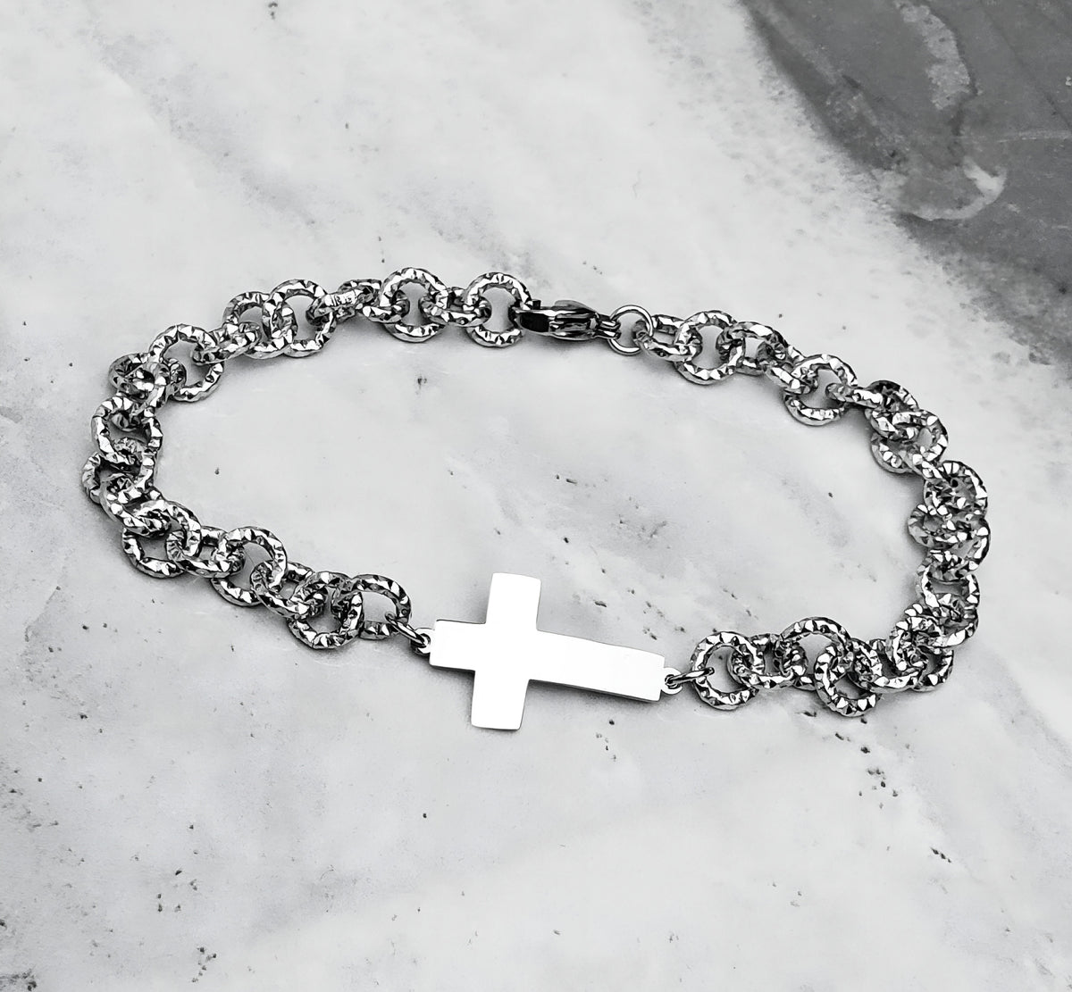 Faceted Cross Chain Bracelet