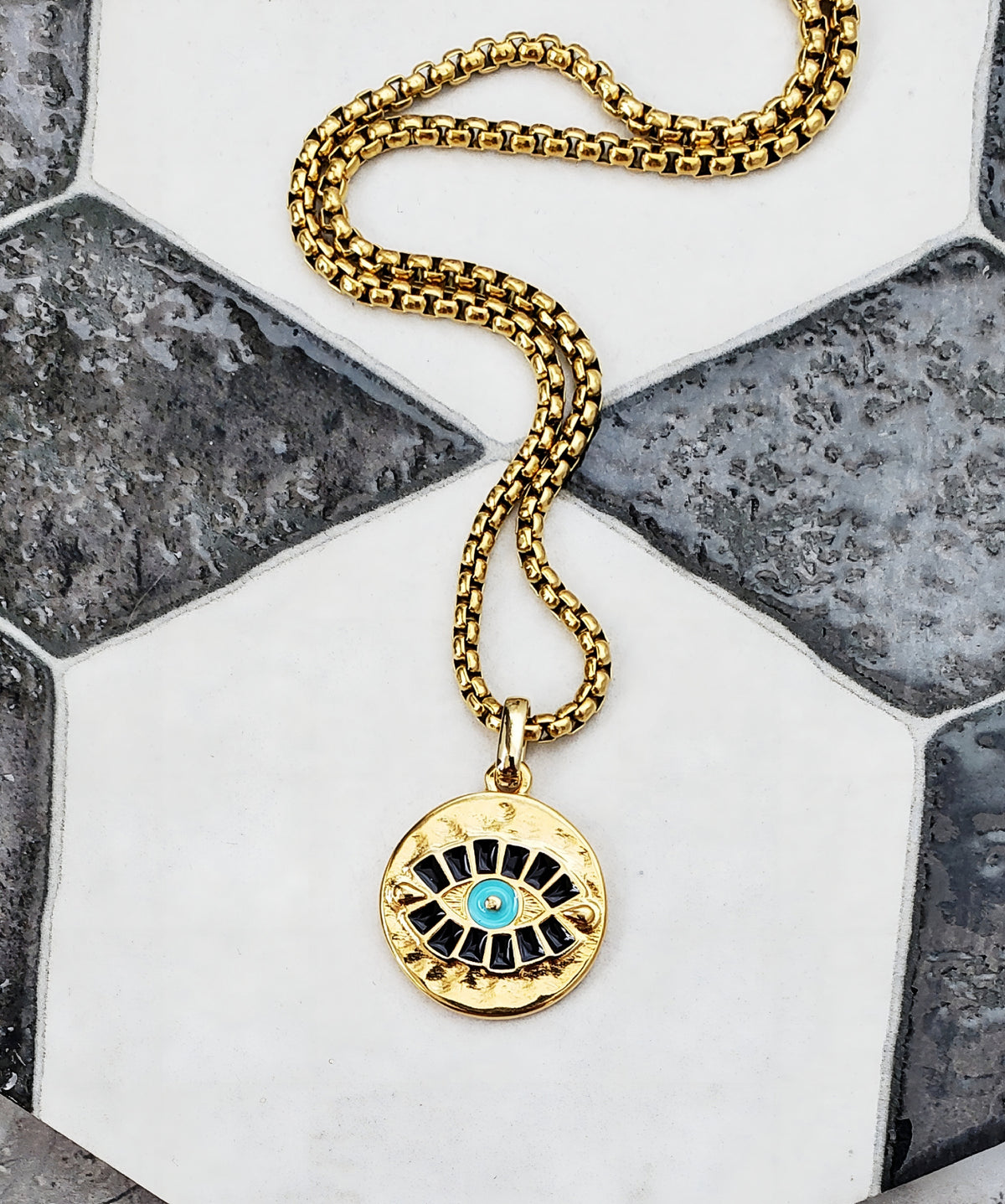 Tribal Evil Eye Coin Necklace