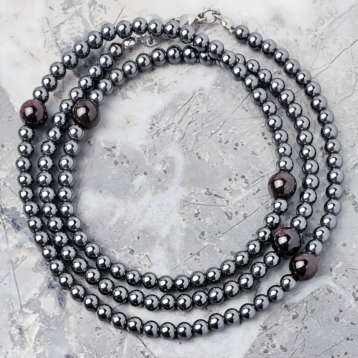 Silver & Garnet Gemstone Necklace