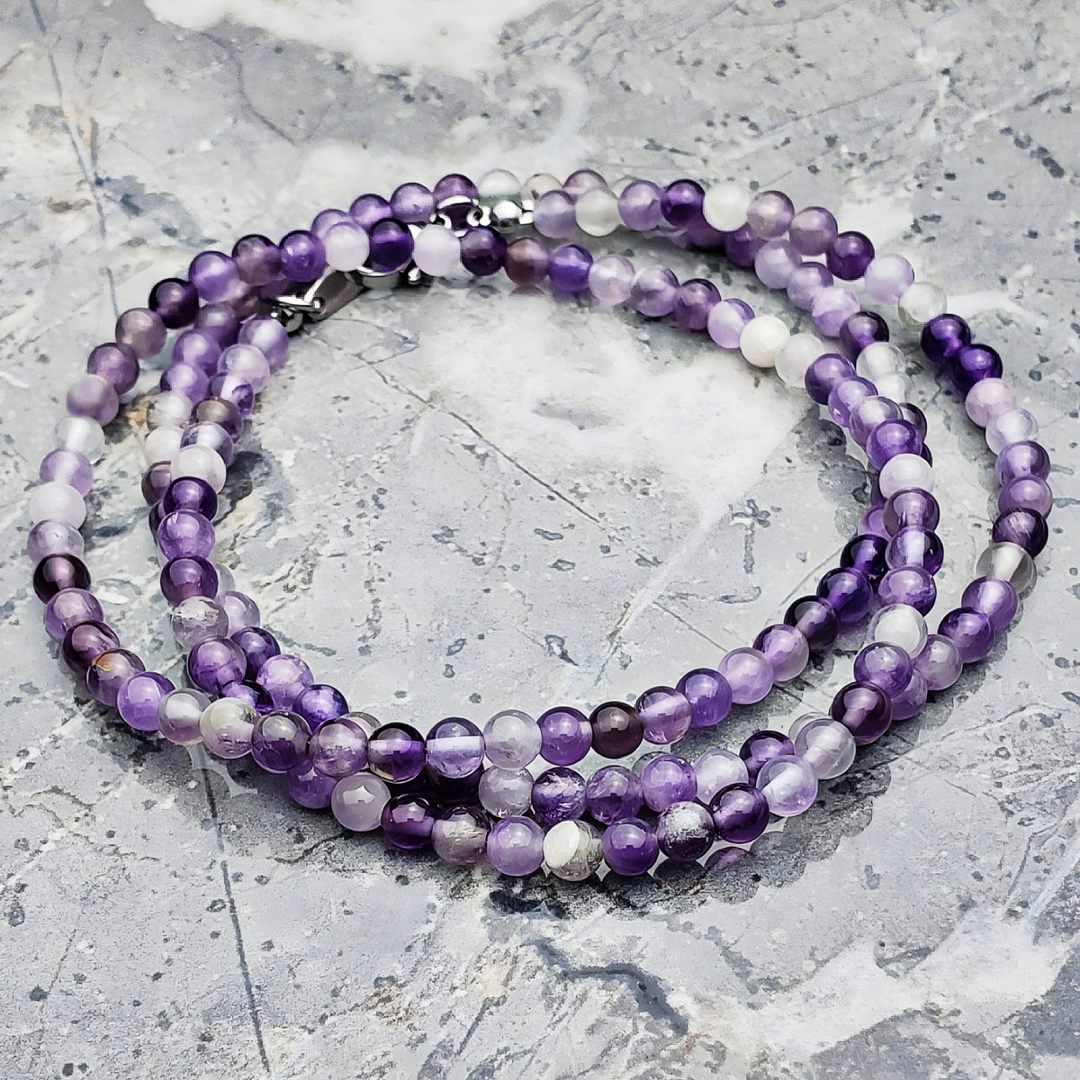 Chevron Amethyst Gemstone Chain Necklace