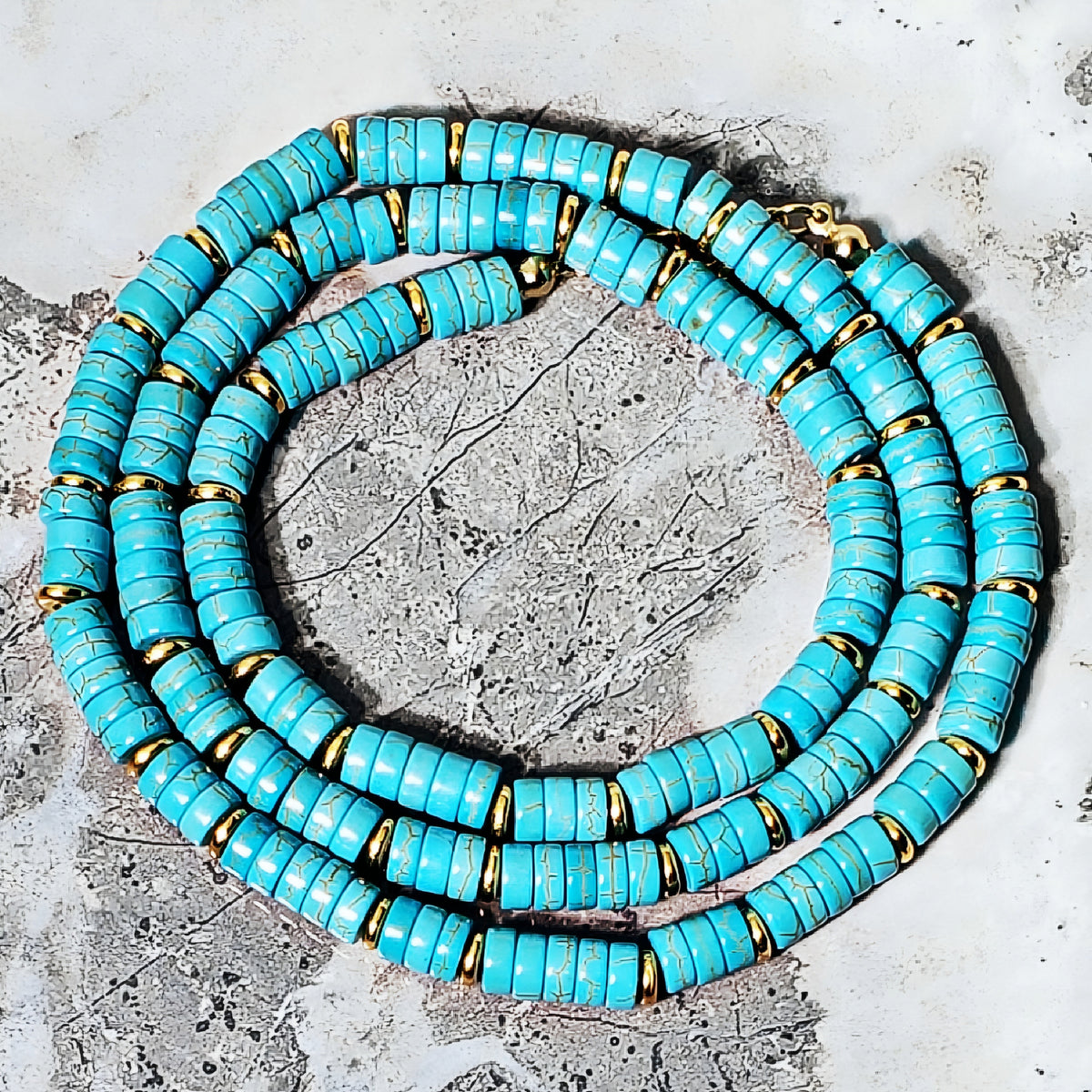 Gold & Turquoise Heishi Necklace