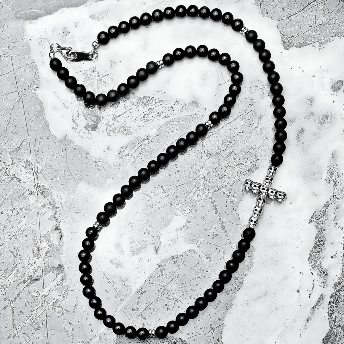 Platinum Skull Cross Necklace