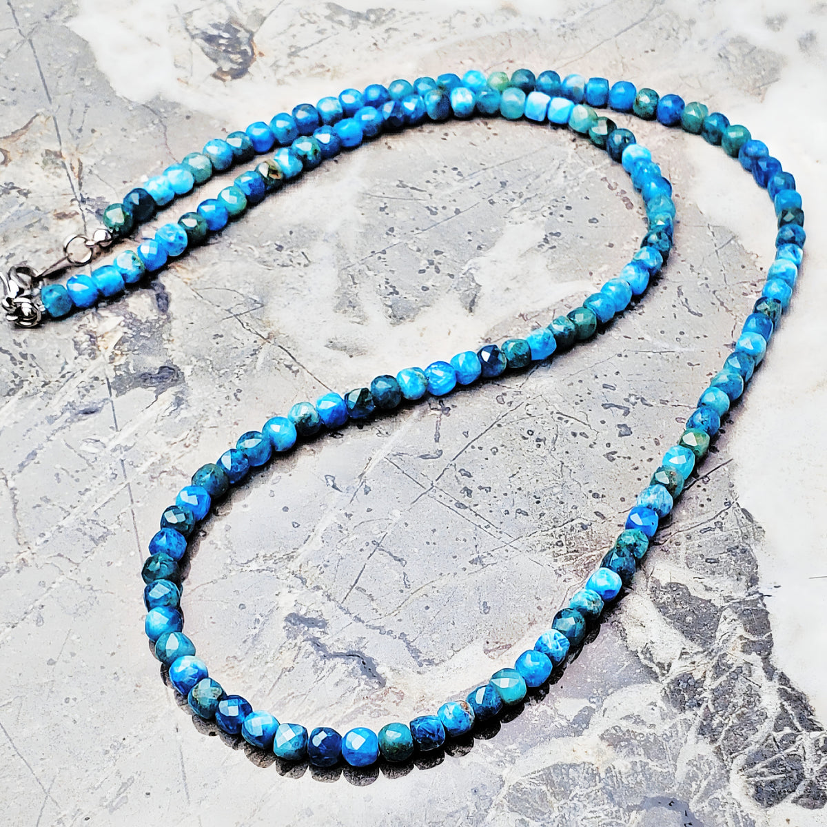 Apatite Gemstone Cubes Necklace