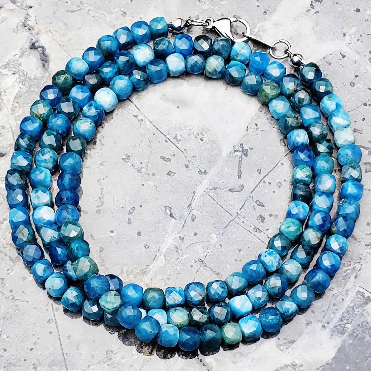 Apatite Gemstone Cubes Necklace