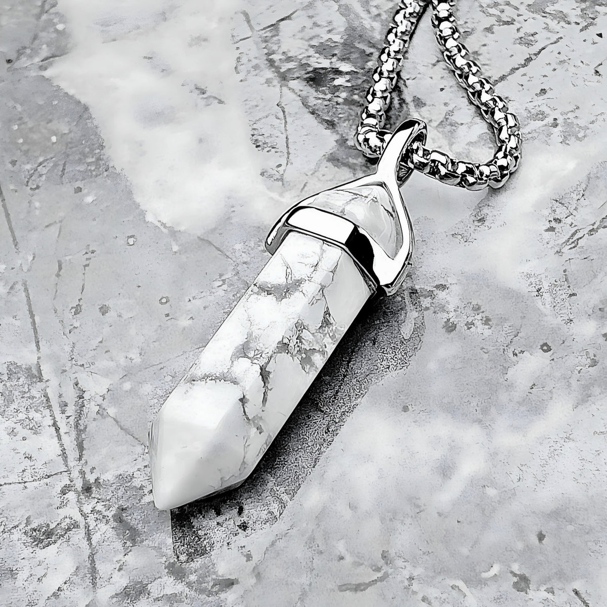Mykonos White Stone Point Necklace