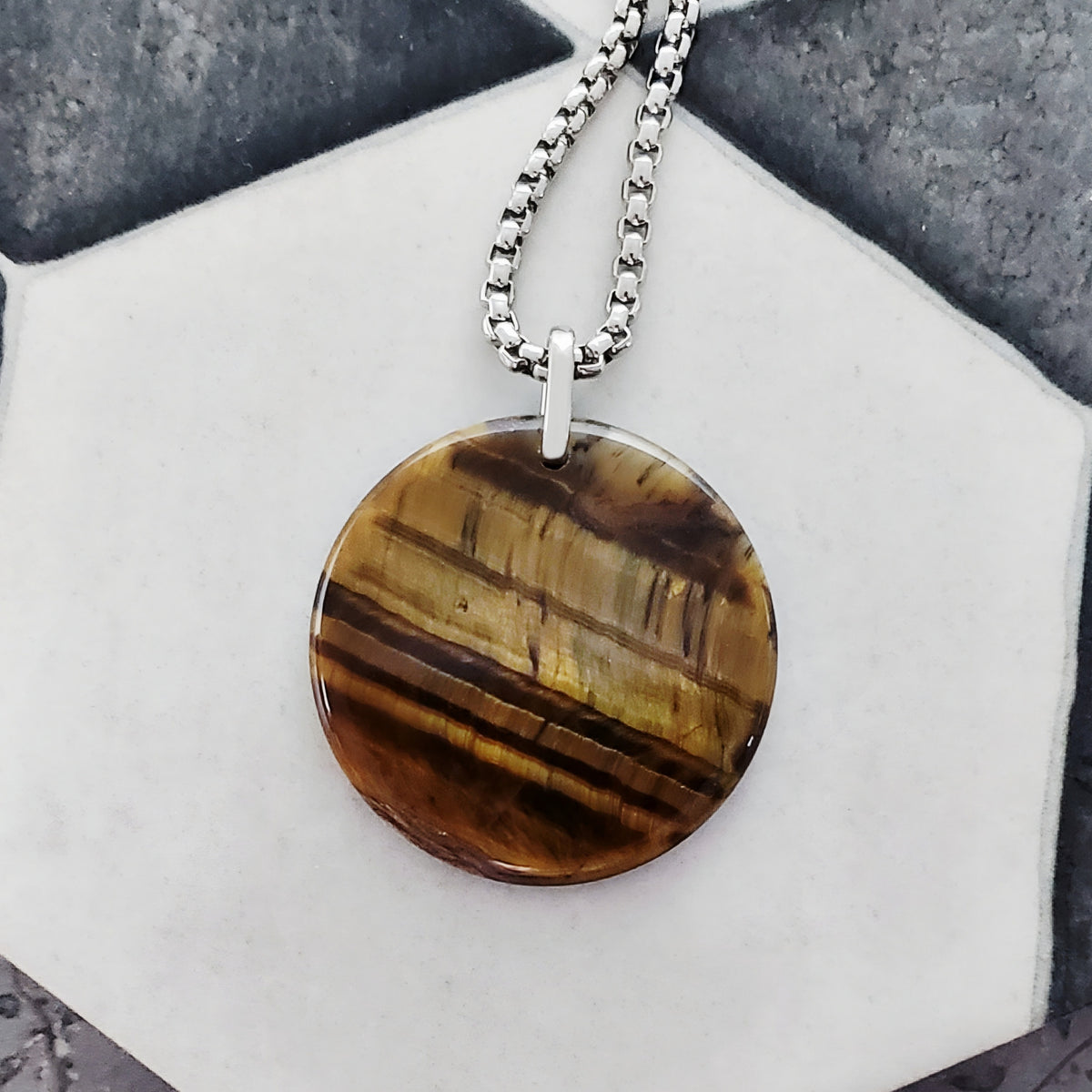 Tiger Eye Medallion Necklace
