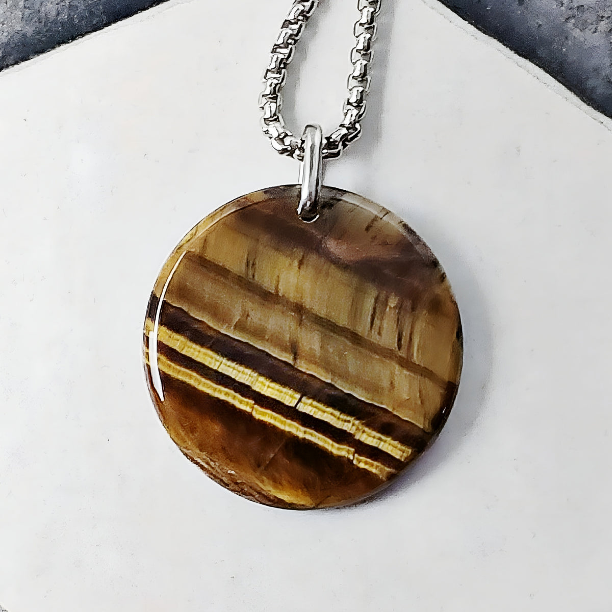 Tiger Eye Medallion Necklace