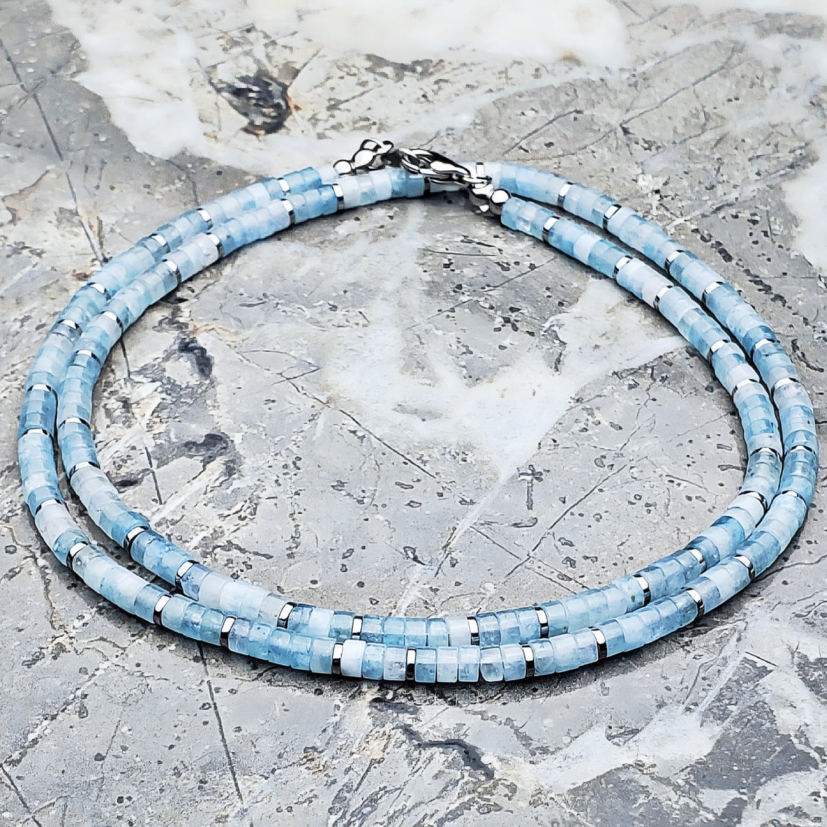 Aquamarine Heishi Necklace