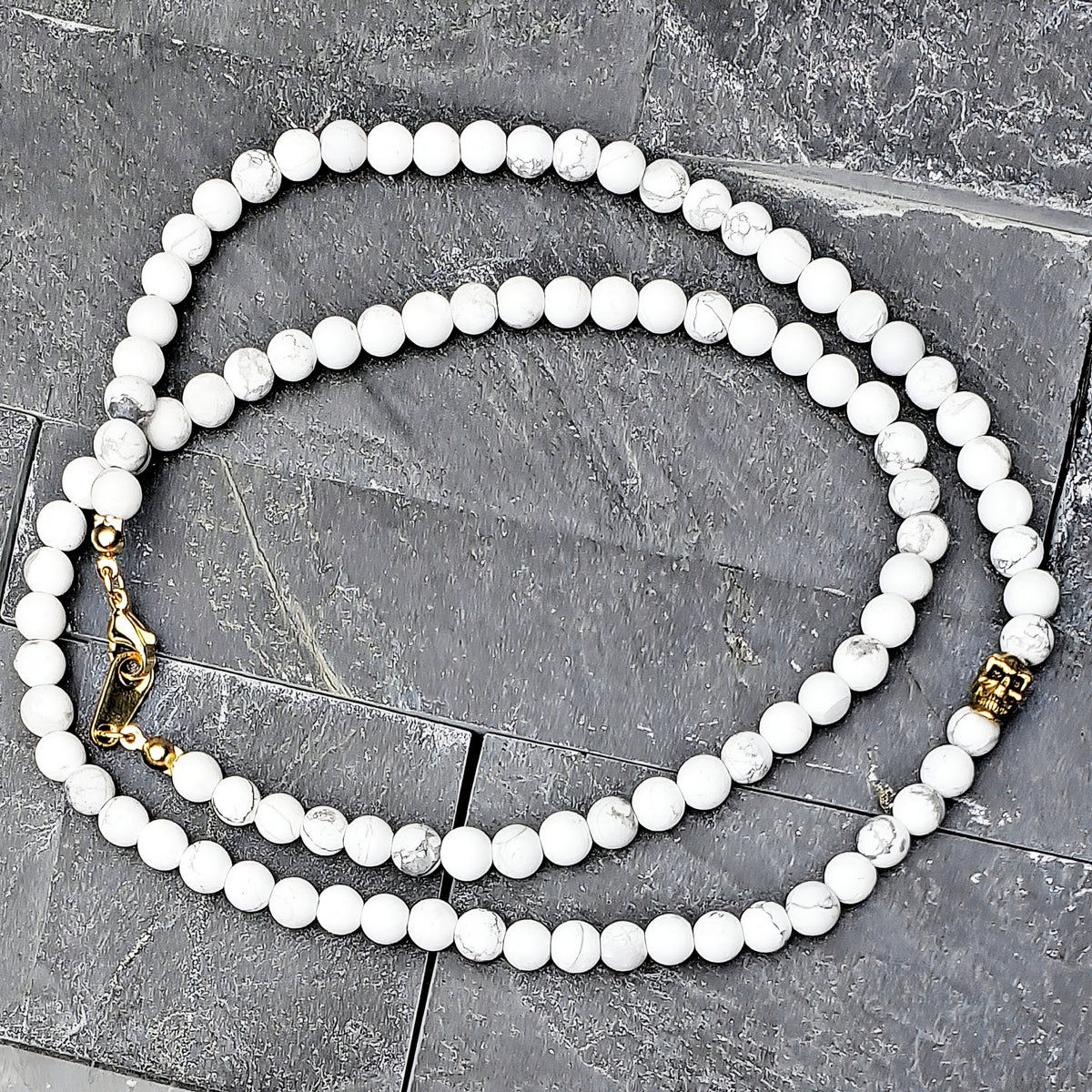 Golden White Skull Necklace
