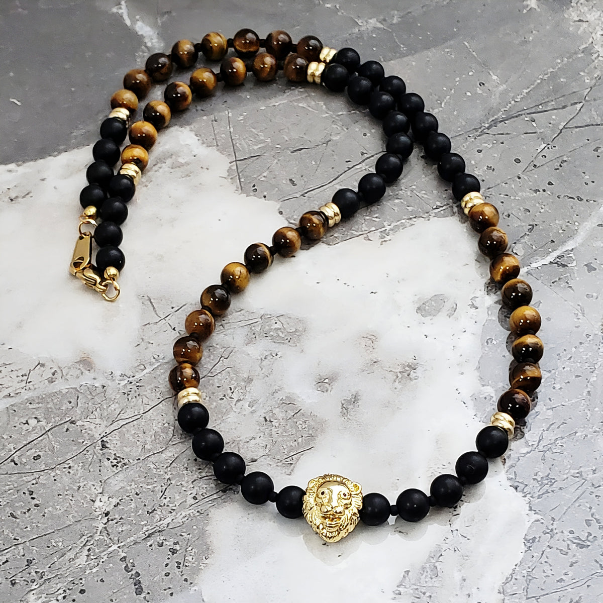 Gold Lion Gemstone Necklace