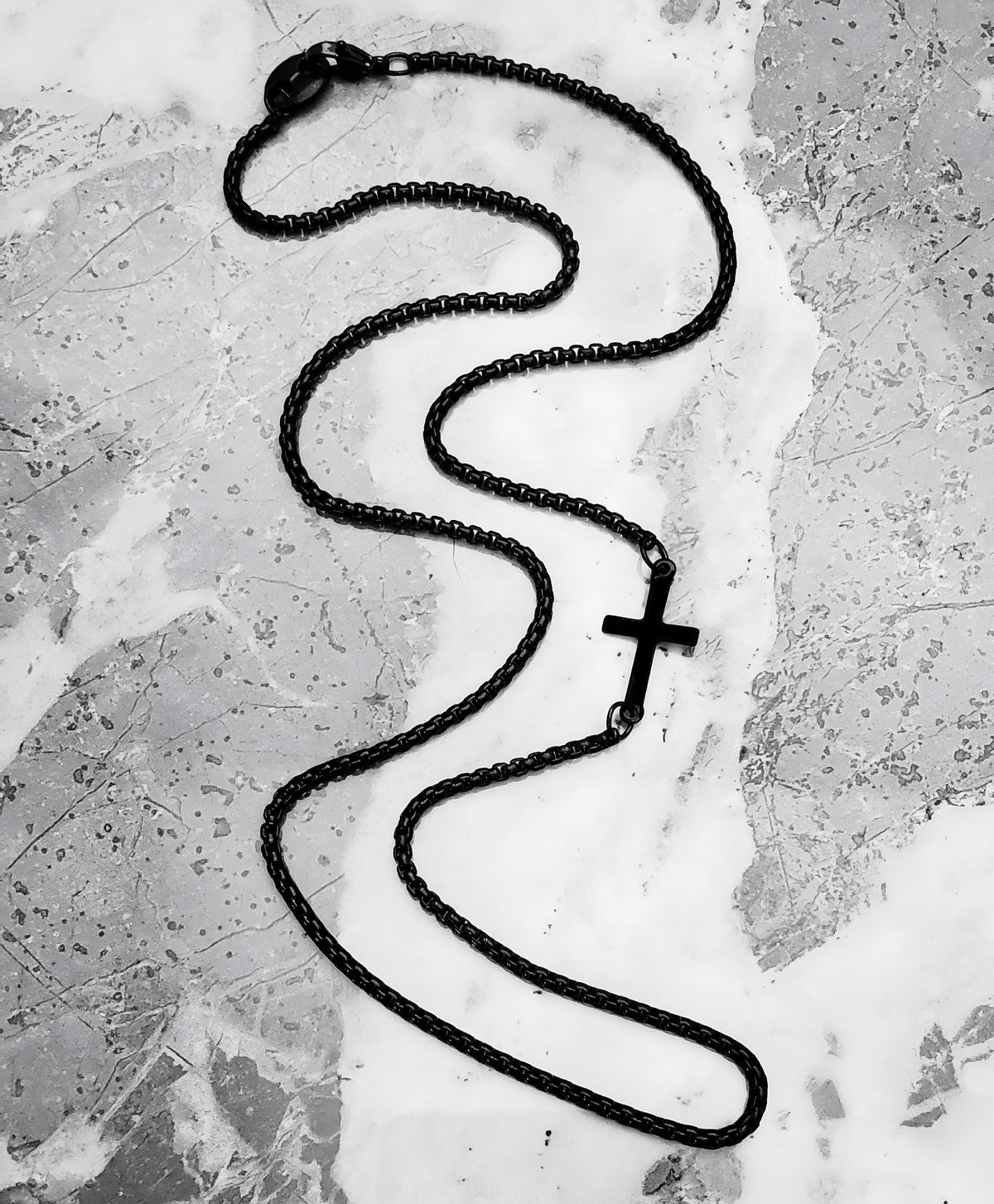 Black Cross Chain Necklace